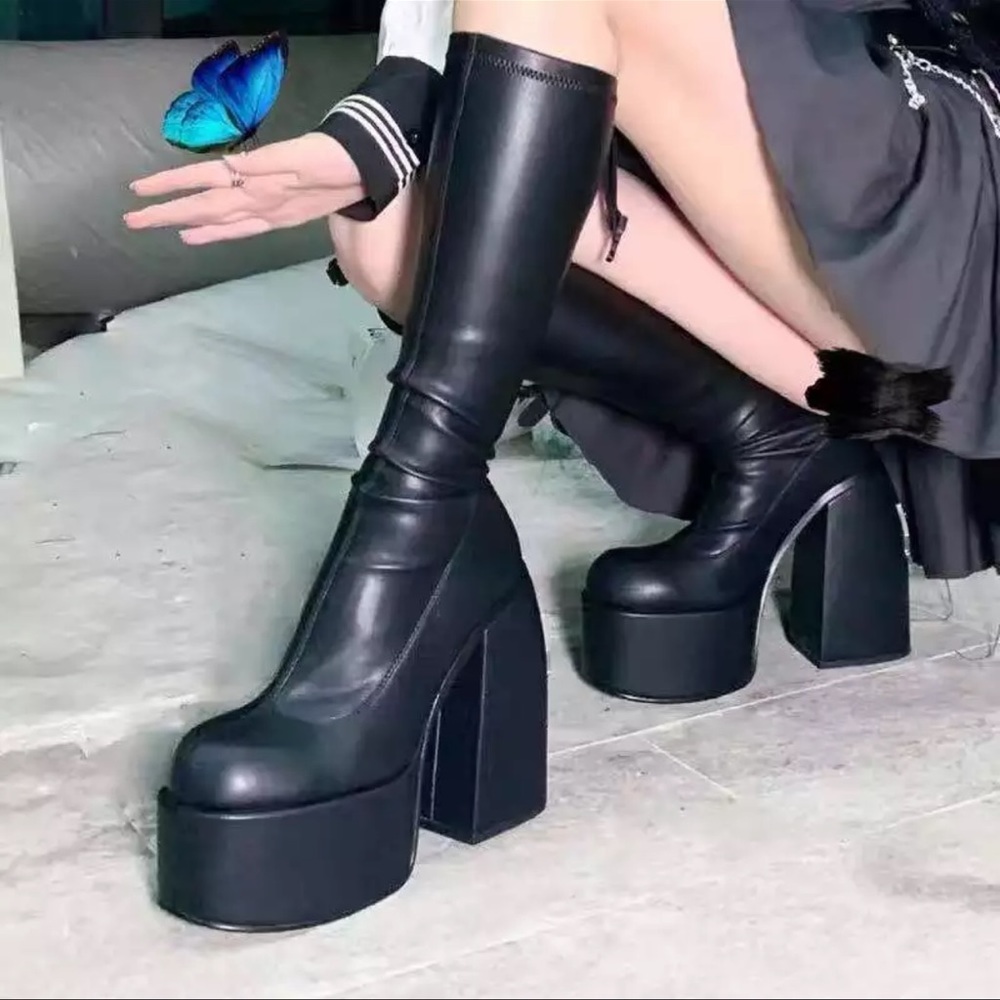 Black platform boots